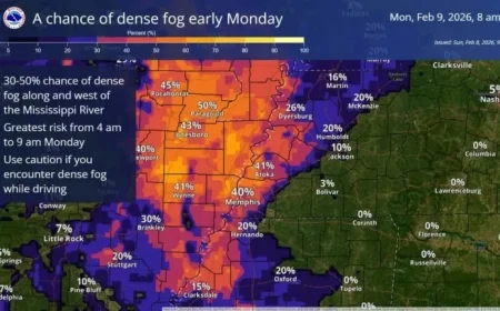 Dense Fog to Envelop Mississippi River Region Early Monday