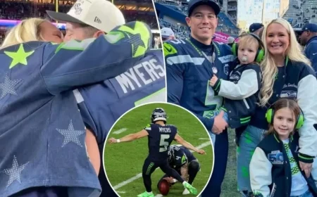 Seahawks Kicker Jason Myers Celebrates Victory with Wife After Super Bowl Effort