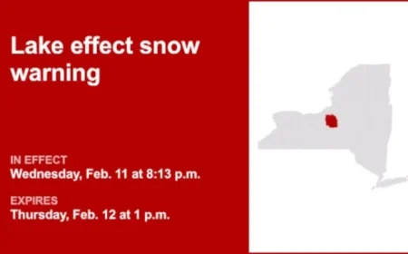 Onondaga County Faces Lake Effect Snow Warning Until Thursday Afternoon