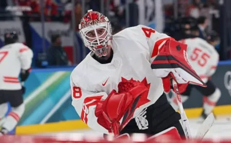 Thompson Leads Goalie Skate Before Canada vs. Switzerland Match