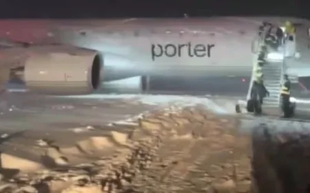 Porter Airlines Plane Slides Off Tarmac Amid Heavy Snow at Halifax Airport