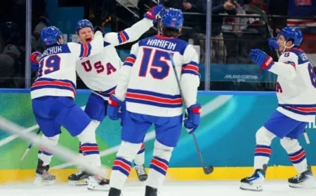 U.S. Men’s Hockey Defeats Latvia in Olympic Opener