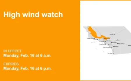 High Wind Alert for 5 Freeway North of LA on Monday