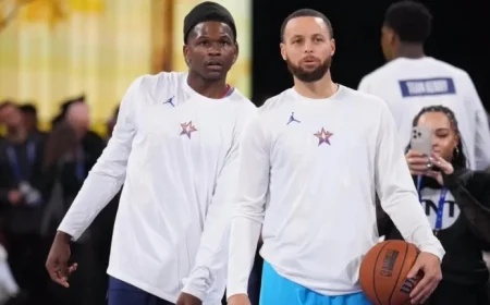 Stephen Curry Showcases Anthony Edwards’ AE 1 Low Gold Medal Shoes in NBA ASG Video