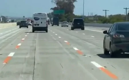 Orange Highway Stripes in California Transform Driving Habits