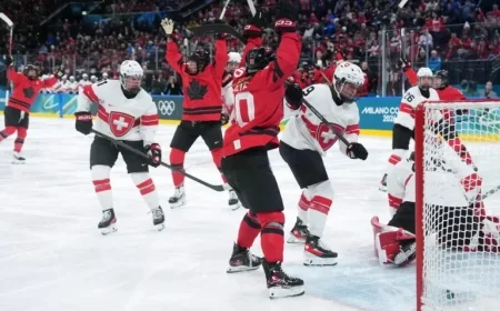 Canada Overcomes Swiss 2-1, Sets U.S. Gold Showdown