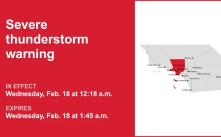 Damaging Winds and Thunderstorms Threaten Los Angeles County Wednesday