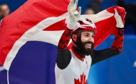 Steven Dubois Wins Olympic Gold in 500m Short Track Speed Skating