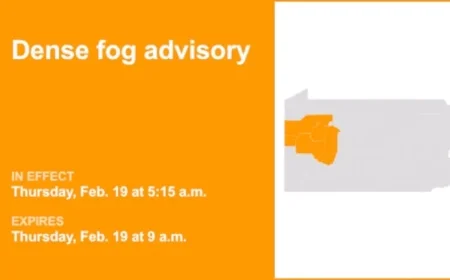 Pennsylvania Faces Dense Fog Advisory: Visibility Down to Quarter Mile