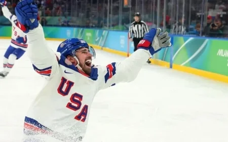 Dylan Larkin Scores First in USA vs. Slovakia 2026 Olympics Semifinal