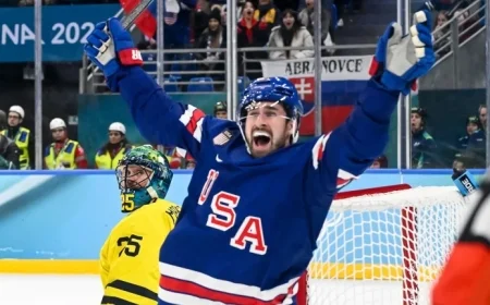 U.S. Men’s Hockey Defeats Slovakia, Secures Gold Medal Match Against Canada