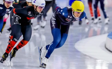 Jordan Stolz, Mia Manganello Compete in Olympic Speed Skating Mass Start Finale