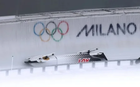 Olympic 4-Man Bobsled: Three Sleds Tip at Same Turn