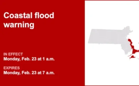 Monday Coastal Flood Warning Issued for Four Massachusetts Counties