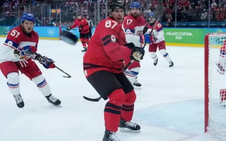 Sidney Crosby Practices; Game-Time Decision for Olympic Gold Final