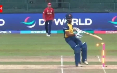 Sri Lanka Batter Accidentally Dismantles Own Stumps in T20 World Cup Clash