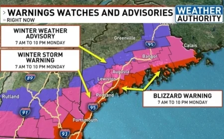 Maine Braces for Heavy Snow and Strong Winds on Monday