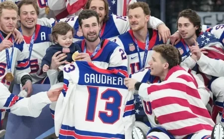 Team USA Celebrates Johnny Gaudreau as an Olympic Champion