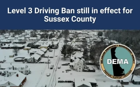 Level 3 Driving Ban Remains Enforced in Sussex County