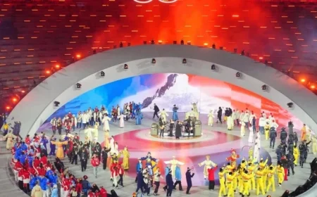 Winter Olympics Concludes, Celebrating Athletes and Italian Art at Roman Amphitheater