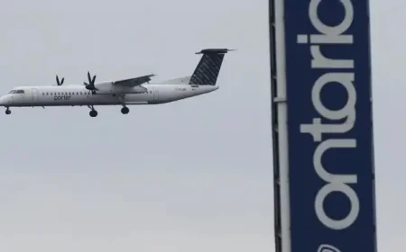 Porter Flight Slides Off Hamilton Airport Taxiway After Losing Traction