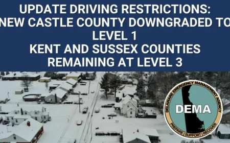New Castle County Eases Driving Restrictions, Kent and Sussex Stay at Level 3