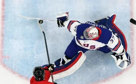 Olympic Champion Hellebuyck Displays ‘Secretary of Defense’ Plaque En Route to White House