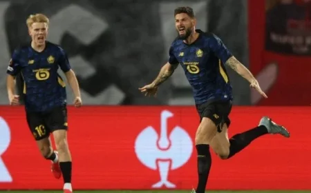 Olivier Giroud Scores for Lille Against Red Star in Europa League