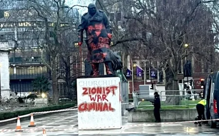 Churchill Statue in Parliament Square Vandalized with ‘Zionist War Criminal’