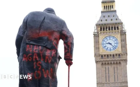 Winston Churchill Statue in Parliament Square Vandalized with Graffiti