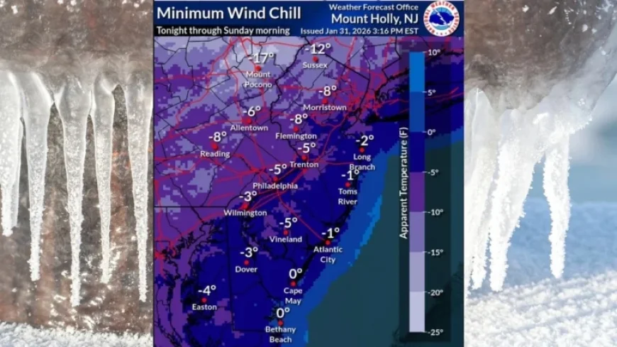 N.J. Faces -15°F Wind Chills Overnight Amid 50 mph Winds