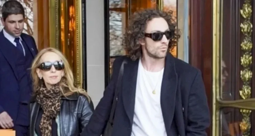 Aaron Taylor-Johnson and Wife Sam Depart Paris Hotel Hand-in-Hand