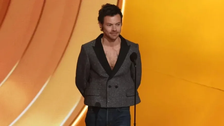 Harry Styles Rocks Shirtless Blazer Look at 2026 Grammys