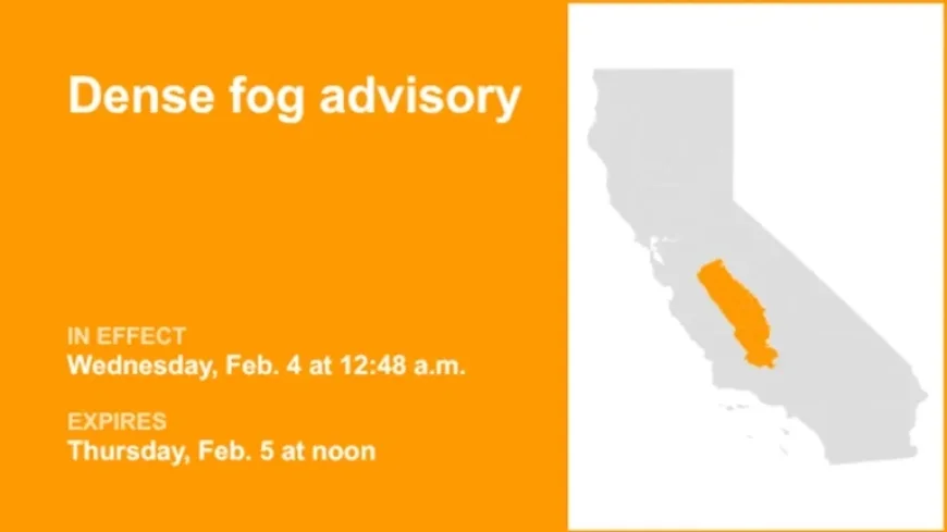 NWS Issues Dense Fog Advisory for Central Valley Until Thursday Midday