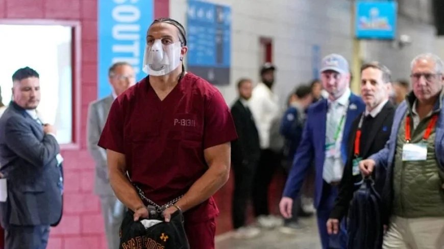 Mack Hollins Arrives at Super Bowl Wearing Shackles and Vrabel Jersey