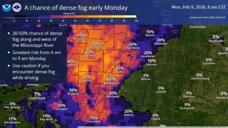 Dense Fog to Envelop Mississippi River Region Early Monday