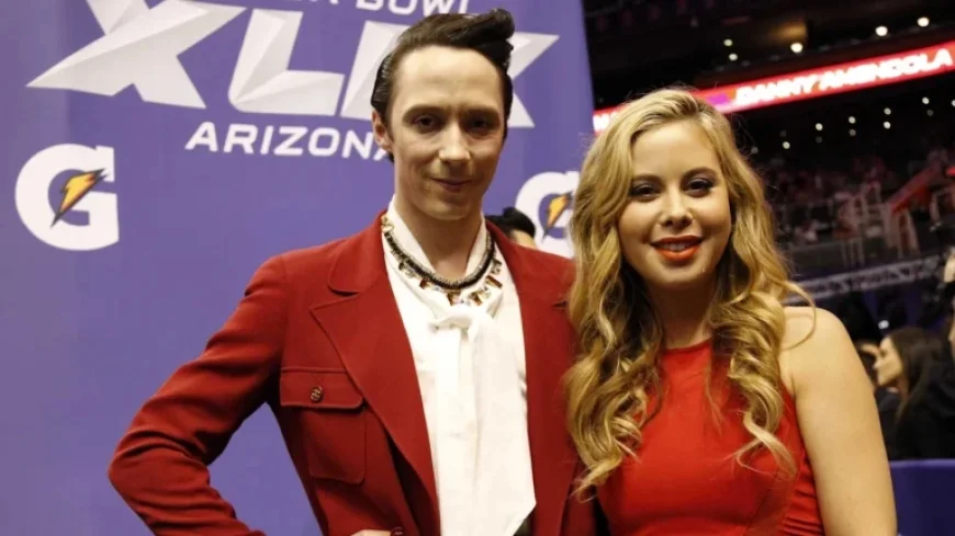 Tara Lipinski Shines in White Dress Beside Johnny Weir’s Green Olympic Outfit