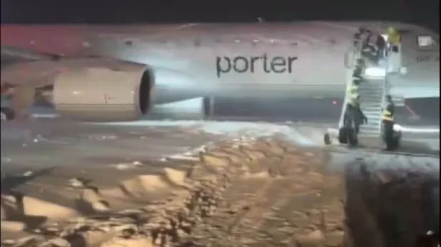 Porter Airlines Plane Slides Off Tarmac Amid Heavy Snow at Halifax Airport