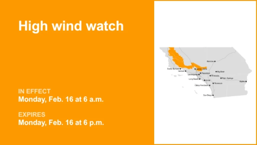 High Wind Alert for 5 Freeway North of LA on Monday