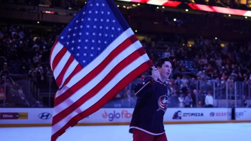 Werenski Supports Gaudreau with Sweatshirt at 2026 Olympics