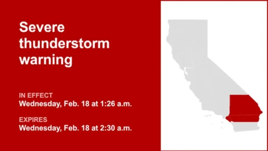 Severe Thunderstorm Alert Issued for Southern California Until 2 a.m. Wednesday