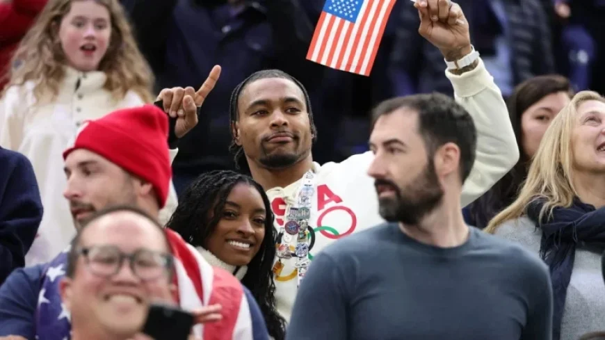 Simone Biles Supports Team USA in Sweden Quarterfinals Showdown