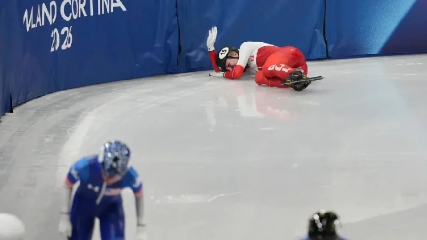 Blade Cuts Sellier’s Eye During Olympic Speedskating 1500m