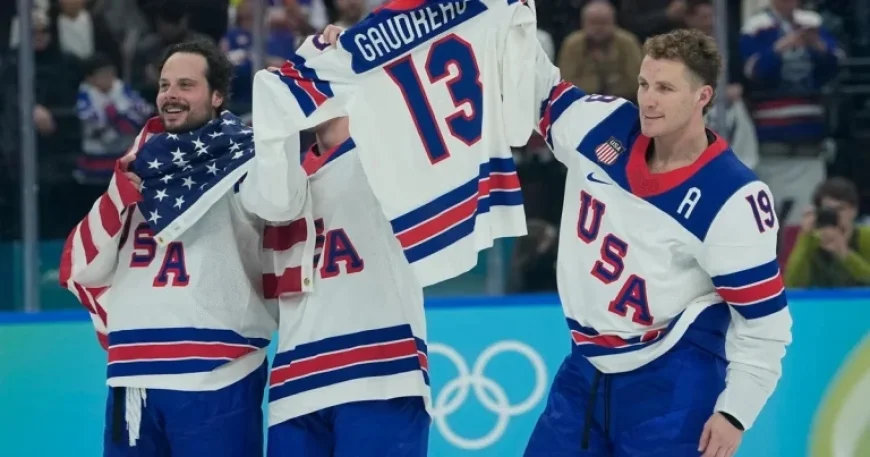 U.S. Men’s Hockey Celebrates Gaudreau After Gold Victory Against Canada