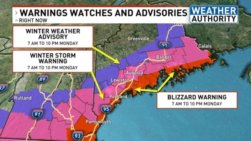 Maine Braces for Heavy Snow and Strong Winds on Monday