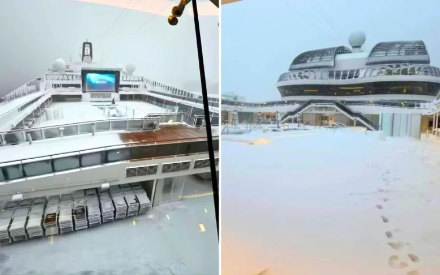 Photos Capture Cruise Ships Trapped at Port Amid Record Blizzard