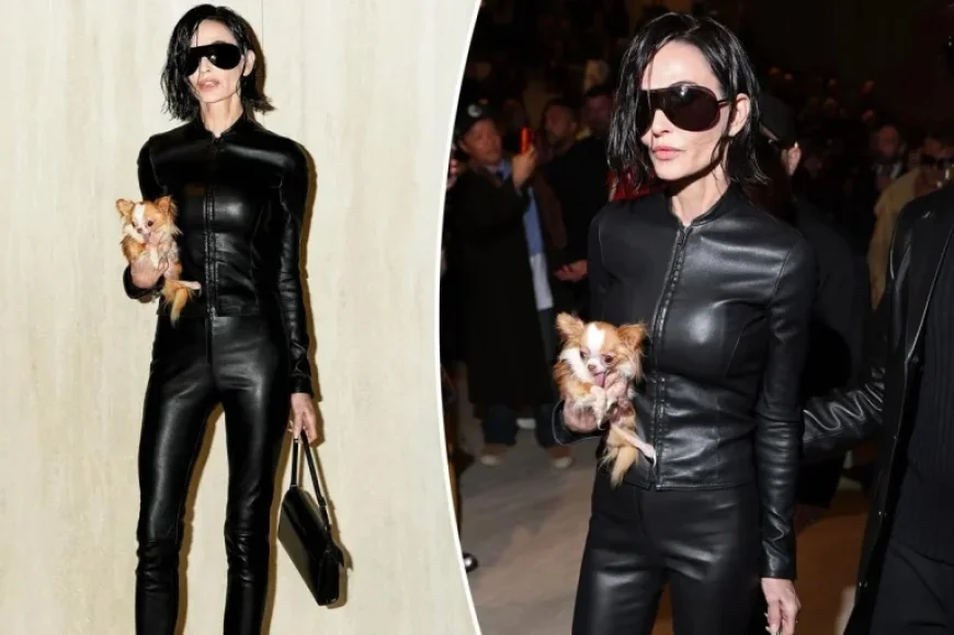 Demi Moore Stuns with Bold Bob and All-Leather Outfit at Gucci Show