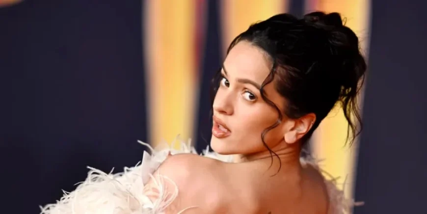 Rosalía Stuns in Backless Feathery Ensemble at BRIT Awards