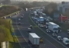 M5 Closed: Long delays after HGV fire shut southbound stretch between J13 and J14