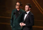 Doomsday buzz hits the Oscars as Downey Jr. and Evans reunite onstage